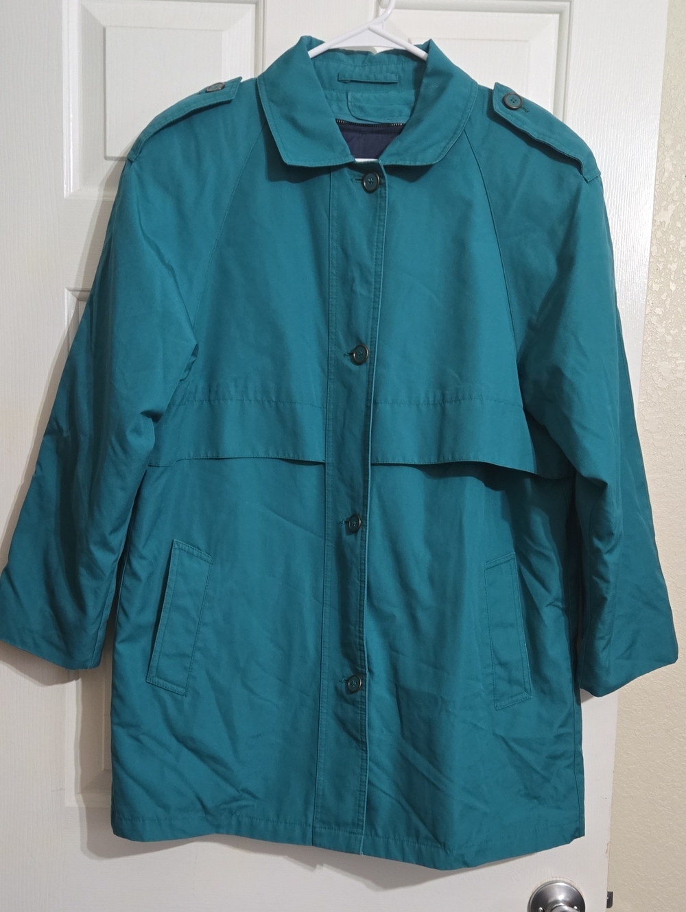 London Fog Teal Short Trench Coat